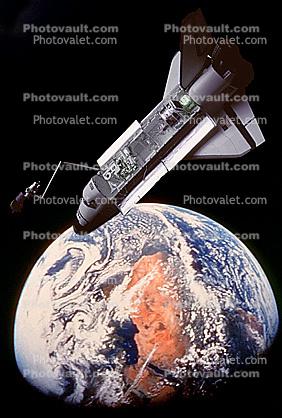 Space Shuttle orbiting Earth