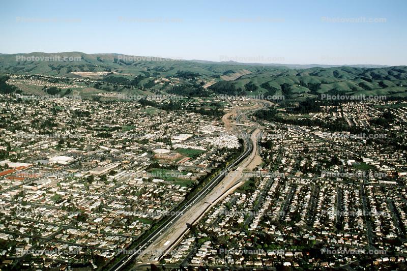 Interstate Highway I-580, Homes, houses, neighborhood, suburbia, suburban