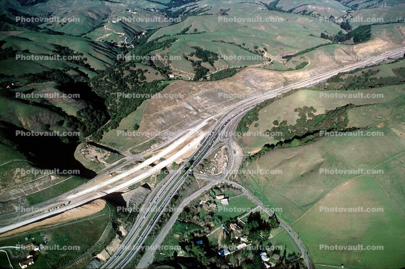 Interstate Highway I-580 During the Construction of the new section just east of Castro Valley, California