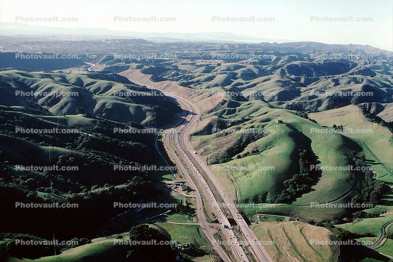 Interstate Highway I-580, Castro Valley, springtime, hills