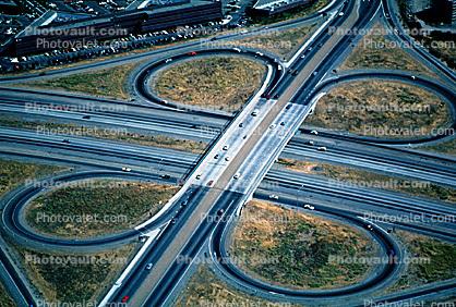 Cloverleaf Interchange, overpass, underpass, intersection, freeway, highway, symmetry, exit, Four-way Interchange, Interstate Highway I-680, I-580