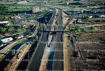 Diamond Interchange, Interstate Highway I-70, Horizon Drive, water canal, Grand Junction, Colorado
