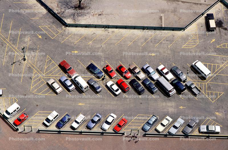 Parking Lot, arrow, parked cars, stalls, sedan, San Antonio