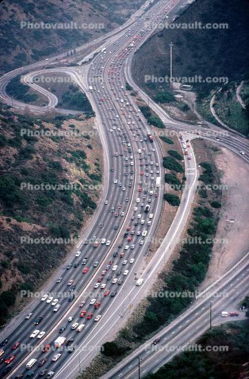 Interstate Highway I-405, S-Curve, cars, traffic, freeway