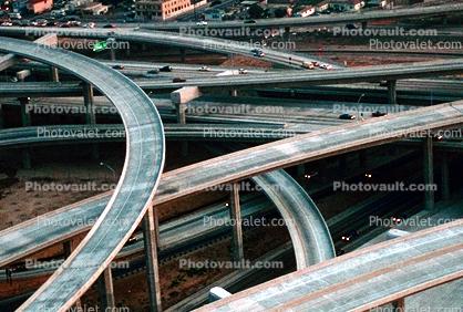 Stack Interchange, Maze, tangle, overpass, underpass, Interstate Highway I-110, Freeway, Interchange, I-105
