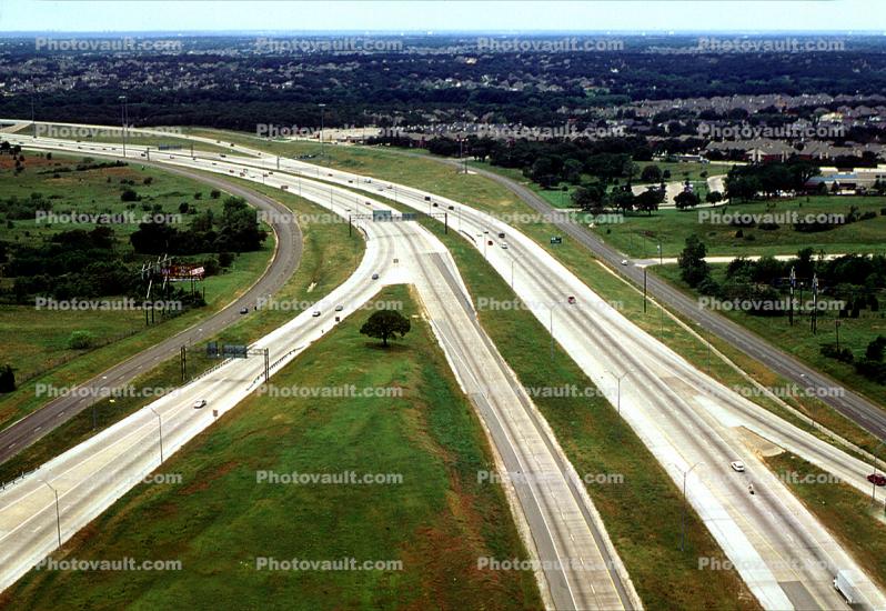 Highway 121, freeway, cars, Level-A traffic, offramp, onramp, curve