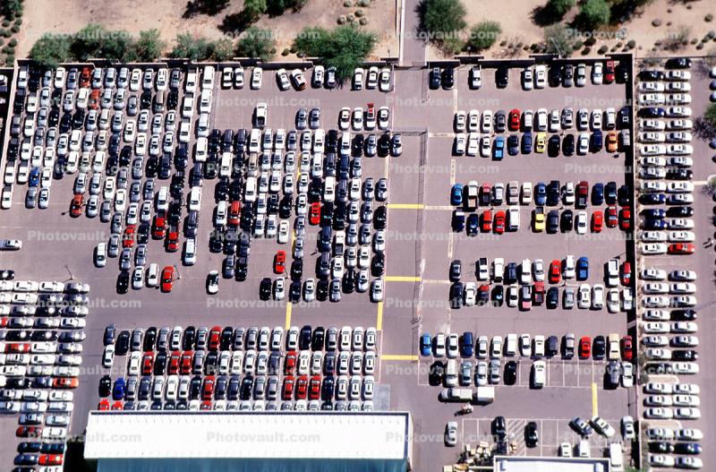 Parking Lot, parked cars, stalls, sedan, automobiles, vehicles