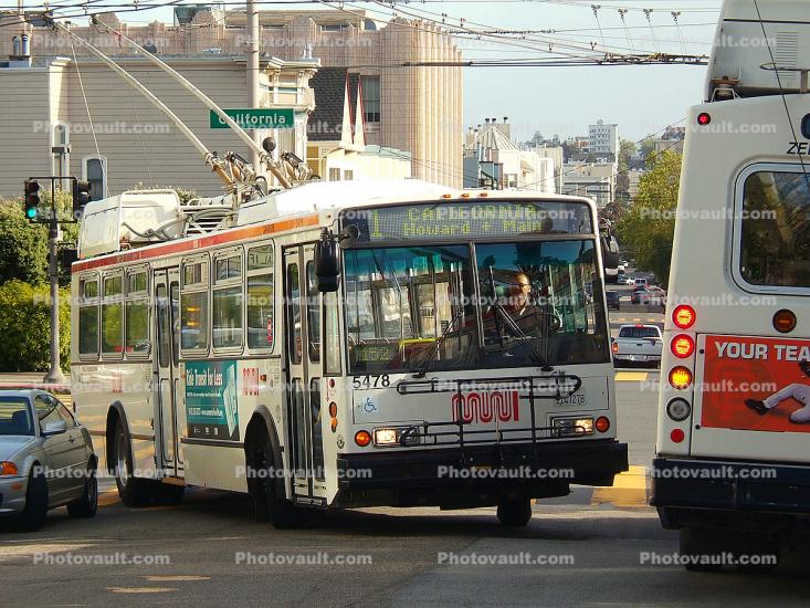 5478, ETI 14TrSF, 40 ft. High Floor Trolleybus, Muni, Pacific Heights, Electric Bus, Pacific-Heights