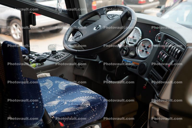 Bus Steering Wheel, cockpit, control panel, seat