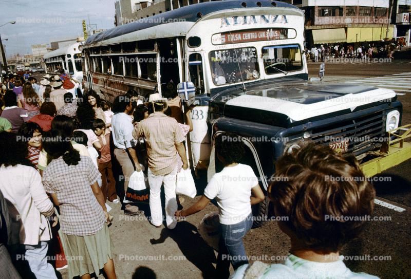 Passengers boarding a Bus, Crowds, Atianza, 1950s