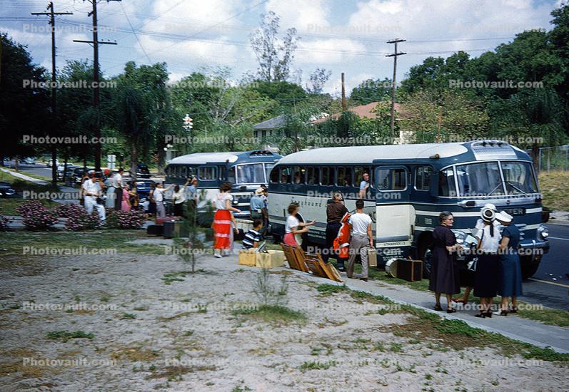 Greyhound Bus, Passengers, Luggage, Group Charter, 1950s