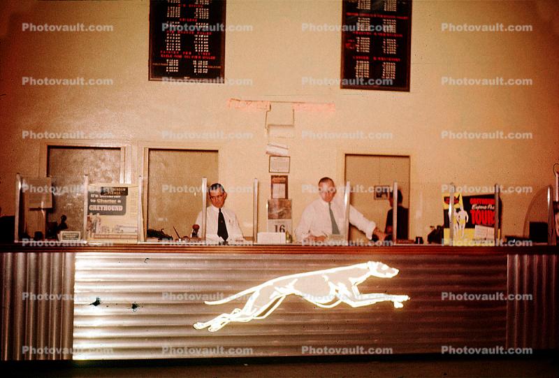 Clerks, Ticket Counter, Greyhound Station, 1956, 1950s