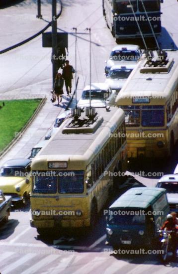 Electric Trolleybus, Car, Automobile, Vehicle, 1974, 1970s
