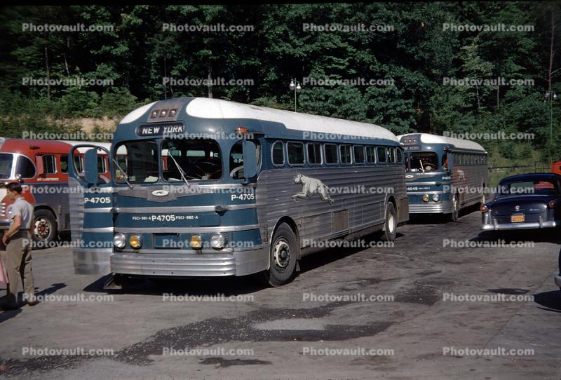 P-4705, Greyhound Bus, Silverside, 1950s