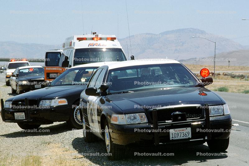 CHP, car and truck accident, Interstate Highway I-5 near Grapevine, California