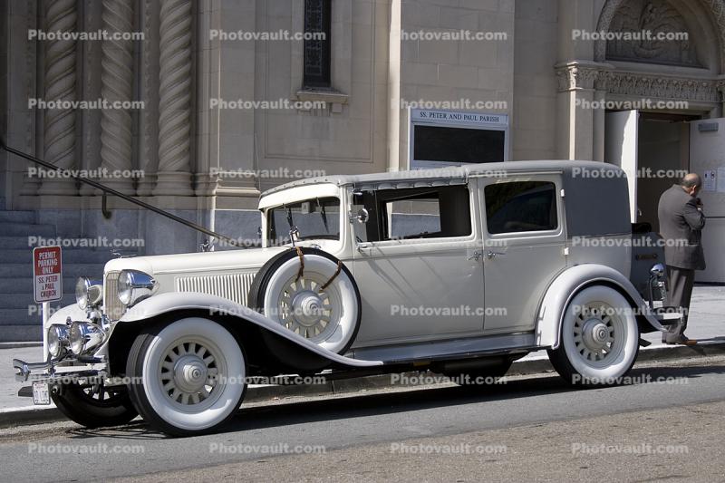 Whitewall Tires, 1930 Chrysler Imperial Eight Limousine, Close Coupled Sedan, Gangster Car, automobile