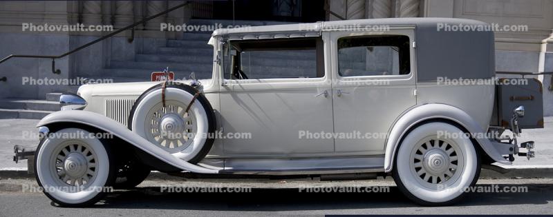 1930 Chrysler Imperial Eight Limousine, Close Coupled Sedan, Whitewall Tires, Gangster Car, Panorama, automobile
