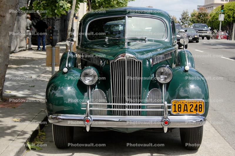 1940 Packard Super-8, Front, Radiator Grill, Bumper, head-on, automobile