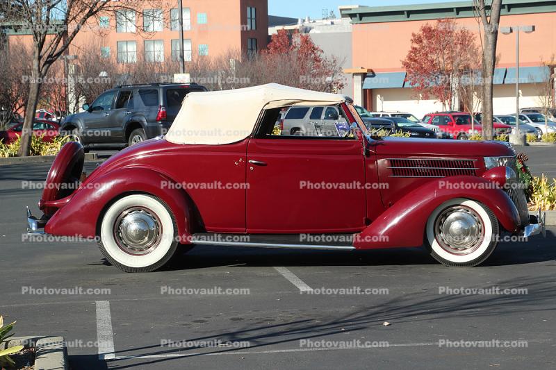 1936 Ford Model 48 Roadster, whitewall tires, cabriolet, automobile, 1930's