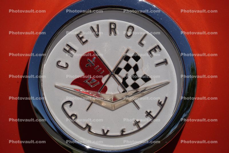 1957 Chevy Corvette Hood Emblem, Race Flags