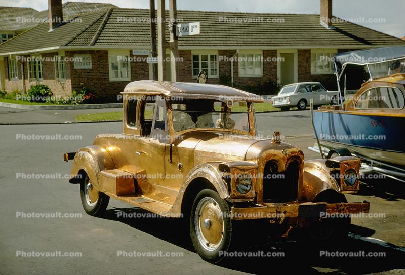 unique car, automobile, golden car, 1950s