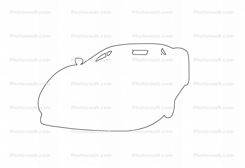 Jaguar Concept Car outline, automobile, line drawing, shape