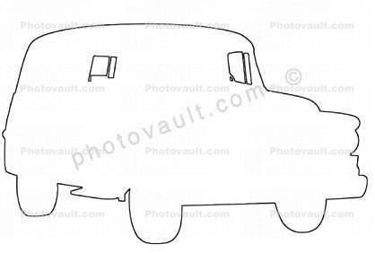 Dodge panel truck Outline, line drawing, shape