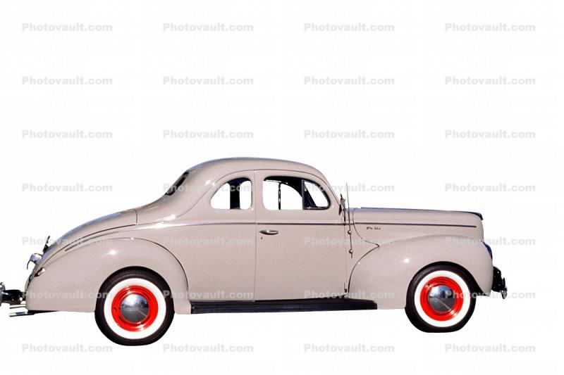 1940 Ford V8 Coupe photo-object, object, cut-out, cutout, whitewall tires, car , 1940s