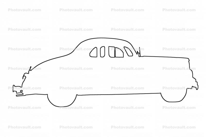 1940 Ford V8 Coupe outline, line drawing, shape, 1930s, 1940s