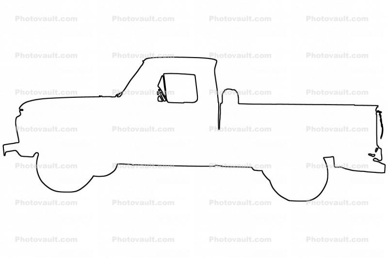 Ford, pickup truck outline, automobile, line drawing, shape