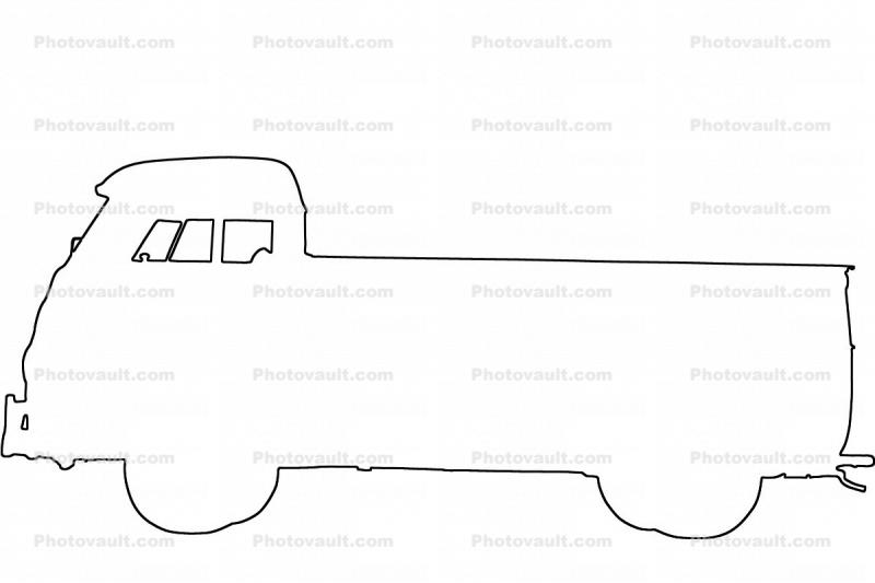 Volkswagen Pickup outline, line drawing, shape