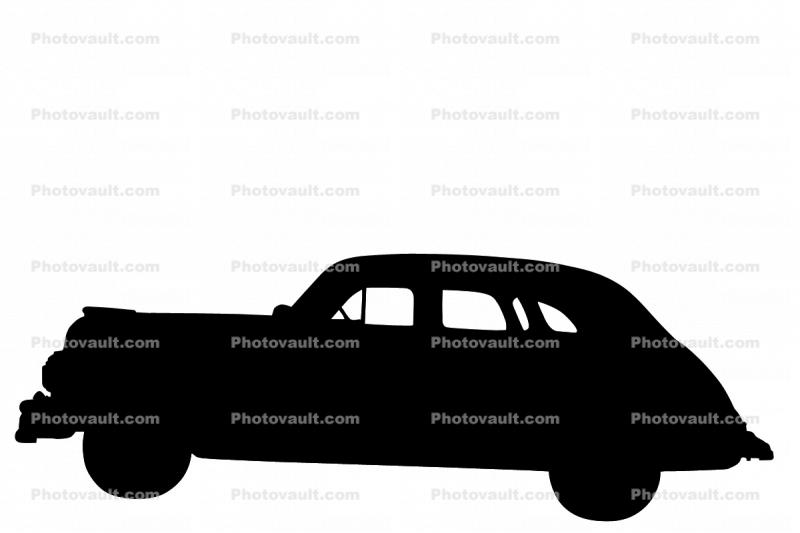 1940s car silhouette, logo, automobile, shape, 1950s