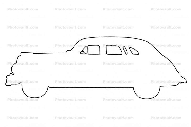 Army Car outline, automobile, line drawing, shape
