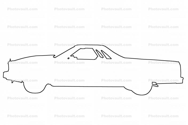 Chevrolet, El Camino outline, Chevy, automobile, line drawing, shape