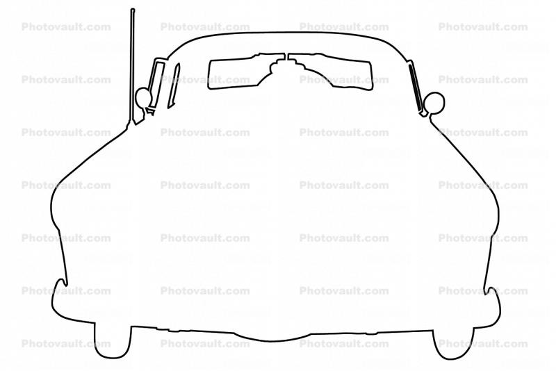 Ford Thunderbird outline, automobile, line drawing, shape