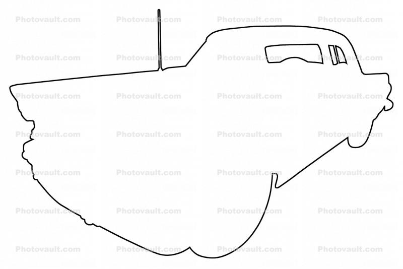 Ford Thunderbird outline, automobile, line drawing, shape