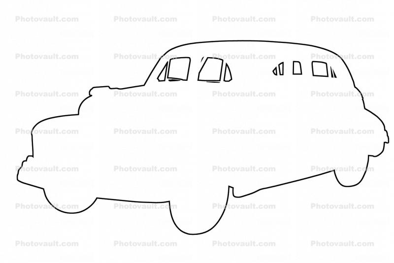 1941 Pontiac Silver Streak outline, automobile line drawing, shape, 1940s