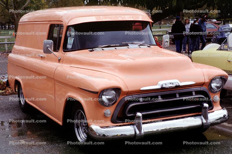 1956 Chevrolet panel truck, Chevy, automobile, delivery van