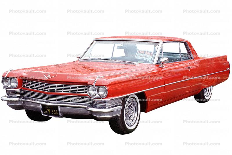 Cadillac, Fins, Whitewall Tires, Headlight, Chrome Radiator Grill, Bumper, automobile, photo-object, object, cut-out, cutout, 1960s