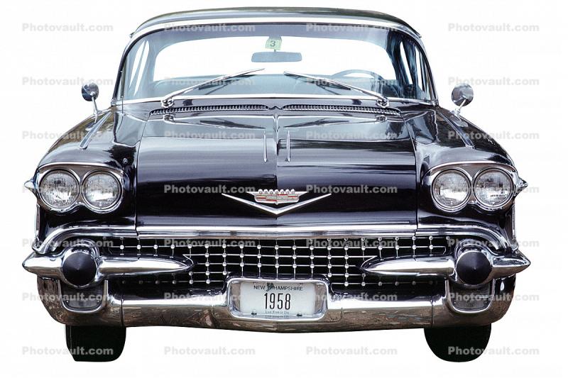1958 Cadillac, Hood Ornament, Radiator Grill, headlight, head light, lamp, headlamp, head-on, automobile, photo-object, object, cut-out, cutout