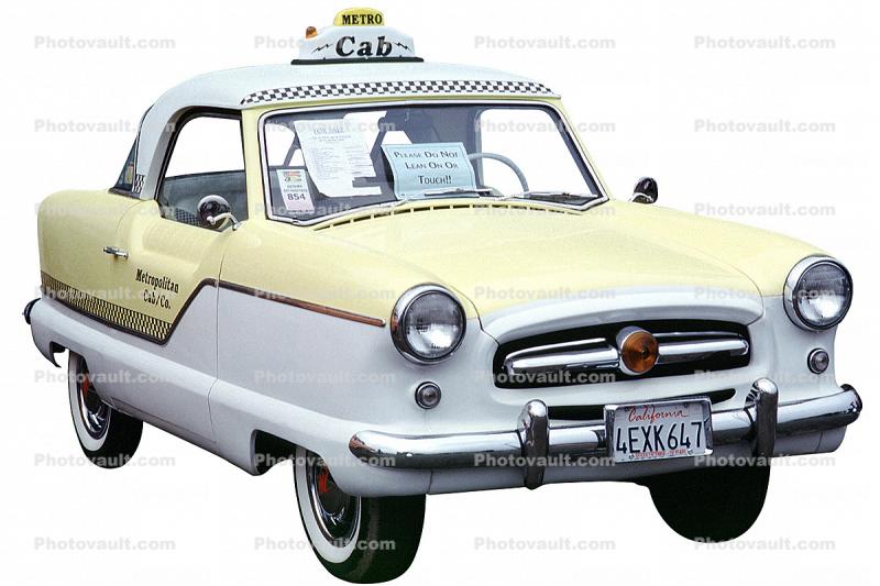 1956 Hudson Metropolitan, Cab, Taxi, Nash, automobile, photo-object, object, cut-out, cutout