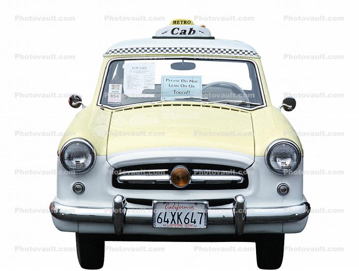 1956 Hudson Metropolitan head-on, Cab, Taxi, Nash, automobile, photo-object, object, cut-out, cutout