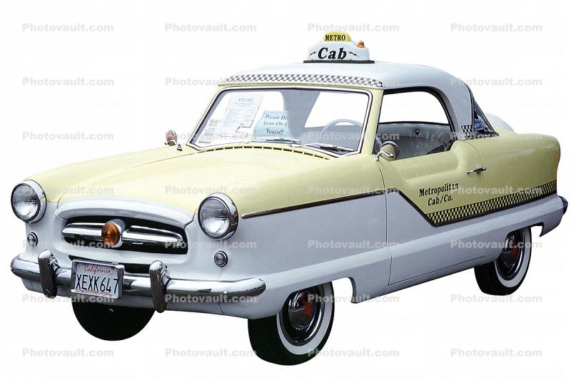 1956 Hudson Metropolitan, Cab, Taxi, Nash, automobile, photo-object, object, cut-out, cutout