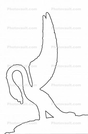 Swan Hood Ornament outline, Packard Six, line drawing, shape