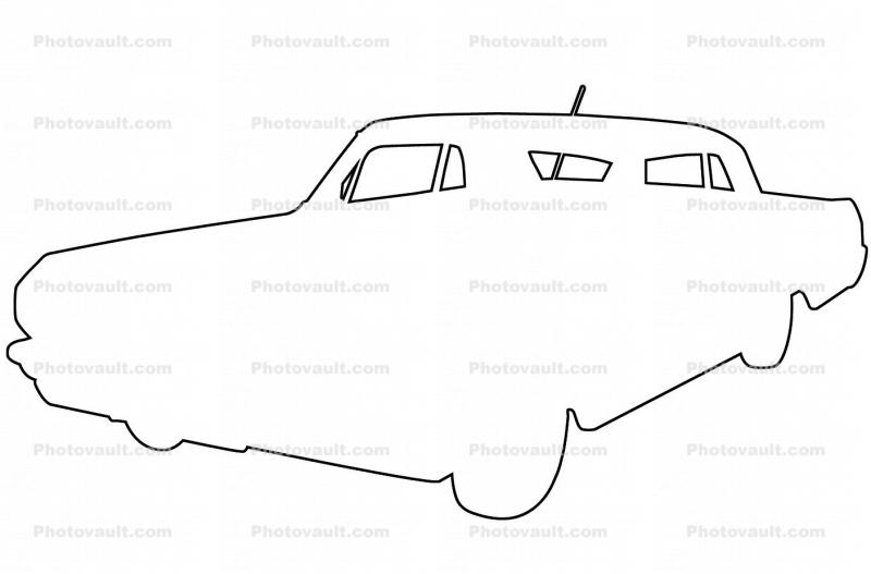 Chevrolet Impala outline, automobile, line drawing, shape