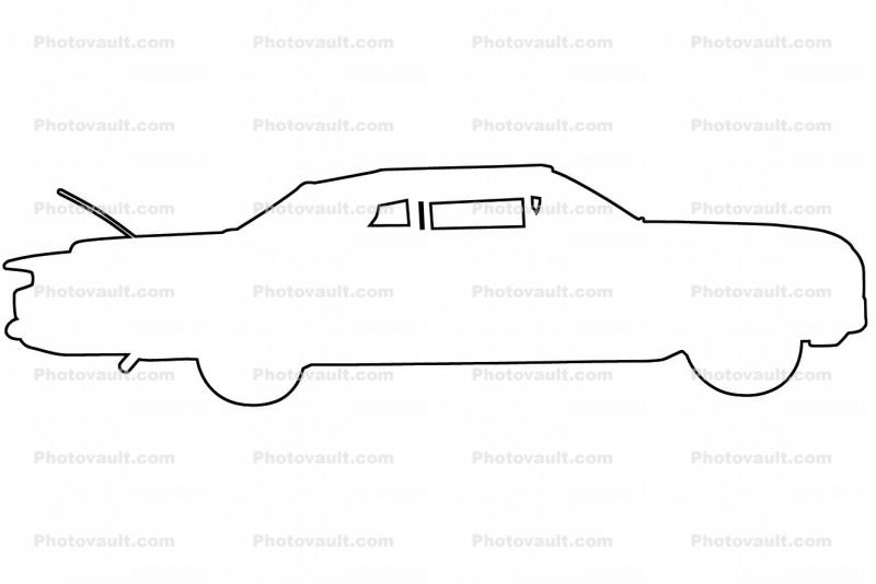 Chevrolet Impala outline, automobile, line drawing, shape
