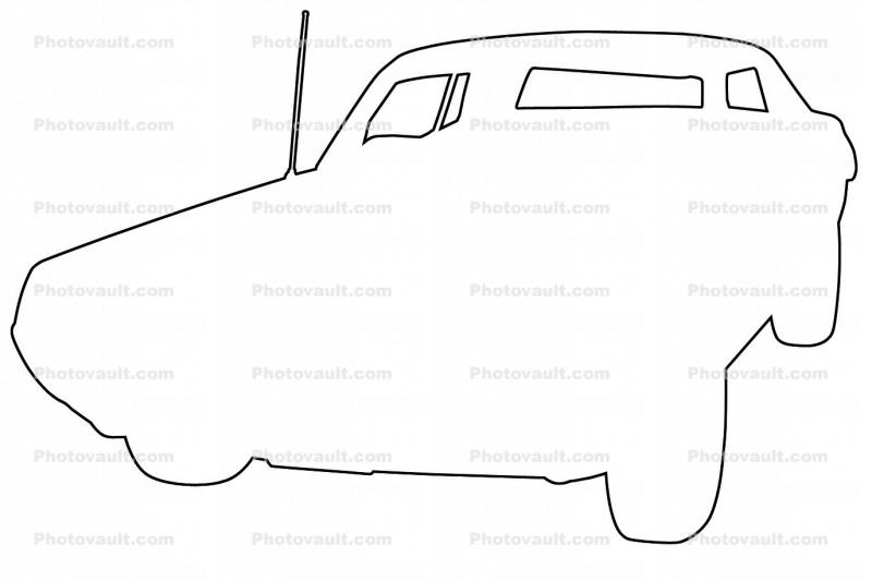 Ford Mercury Cougar outline, automobile, line drawing, shape, 1970s