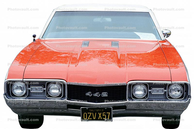1968 Oldsmobile 442 head-on, automobile, photo-object, object, cut-out, cutout, 1960s