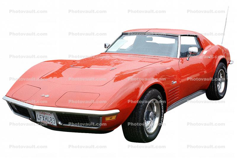 1971 Corvette, automobile, photo-object, object, cut-out, cutout, 1970s