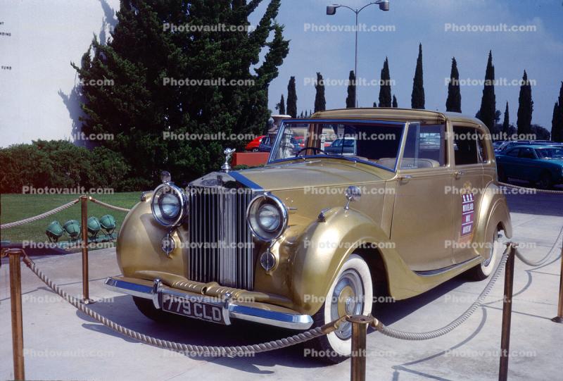 Golden Rolls Royce automobile, Movieland Wax Museum, Hood Ornament, Buena Park, California, 1970s  